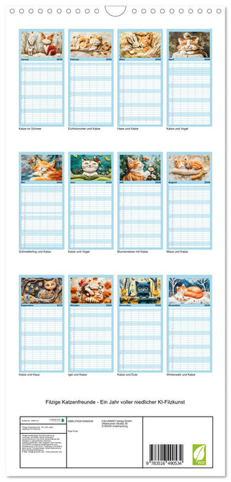 Filzige Katzenfreunde - Ein Jahr voller niedlicher KI-Filzkunst (CALVENDO Familienplaner 2026)