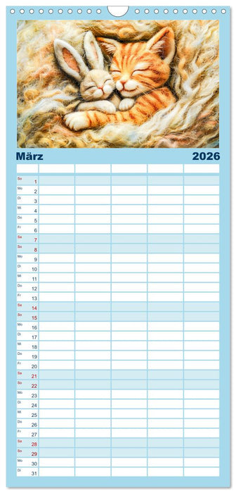 Filzige Katzenfreunde - Ein Jahr voller niedlicher KI-Filzkunst (CALVENDO Familienplaner 2026)