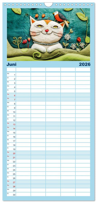 Filzige Katzenfreunde - Ein Jahr voller niedlicher KI-Filzkunst (CALVENDO Familienplaner 2026)