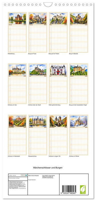 Märchenschlösser und Burgen (CALVENDO Familienplaner 2026)
