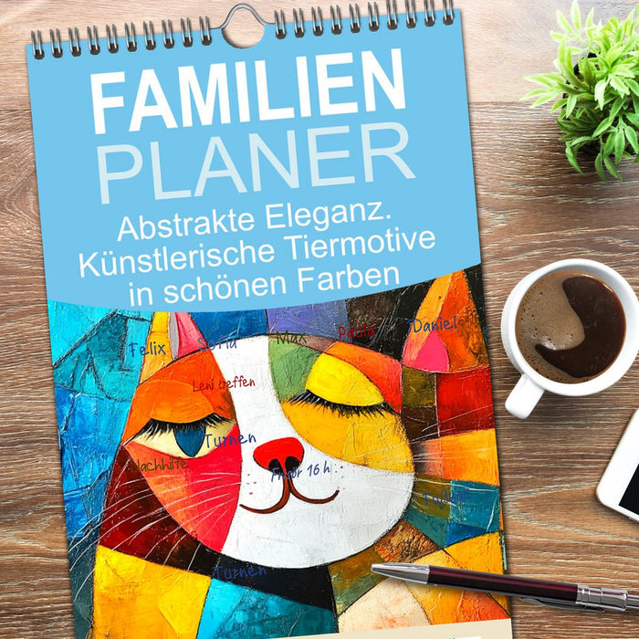 Abstrakte Eleganz. Künstlerische Tiermotive in schönen Farben (CALVENDO Familienplaner 2026)
