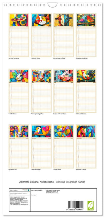 Abstrakte Eleganz. Künstlerische Tiermotive in schönen Farben (CALVENDO Familienplaner 2026)