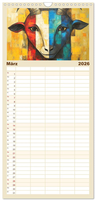 Abstrakte Eleganz. Künstlerische Tiermotive in schönen Farben (CALVENDO Familienplaner 2026)