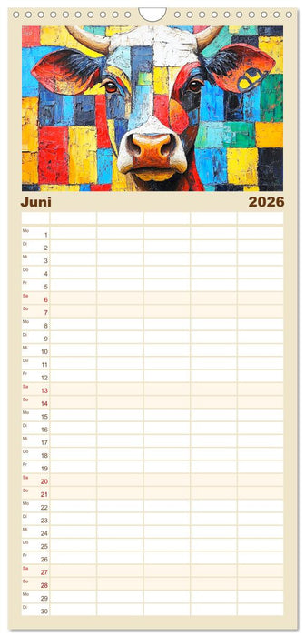 Abstrakte Eleganz. Künstlerische Tiermotive in schönen Farben (CALVENDO Familienplaner 2026)