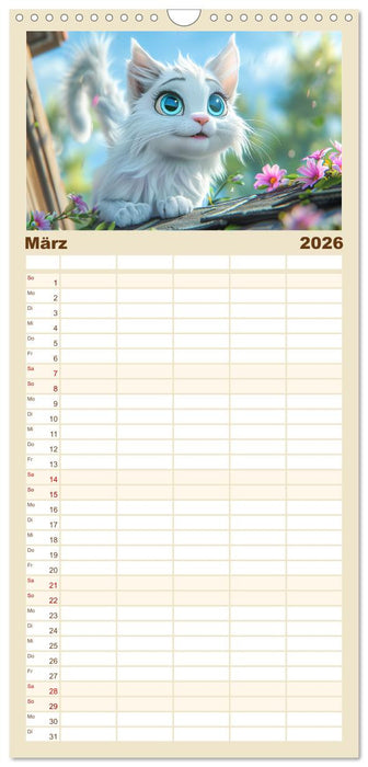 Katzen-Paradies. Entzückende Cartoon-Kätzchen zum verlieben (CALVENDO Familienplaner 2026)