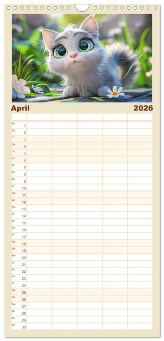 Katzen-Paradies. Entzückende Cartoon-Kätzchen zum verlieben (CALVENDO Familienplaner 2026)
