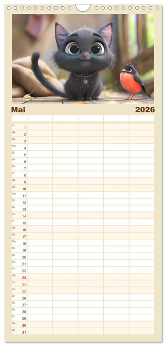 Katzen-Paradies. Entzückende Cartoon-Kätzchen zum verlieben (CALVENDO Familienplaner 2026)