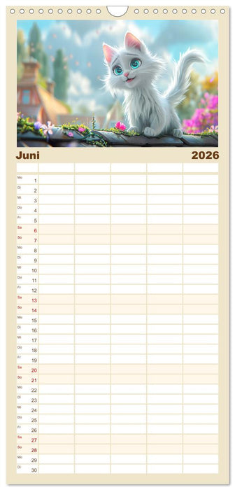 Katzen-Paradies. Entzückende Cartoon-Kätzchen zum verlieben (CALVENDO Familienplaner 2026)