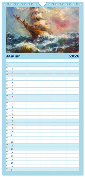 Das trunkene Schiff mit Bildern im William Turner-Stil (CALVENDO Familienplaner 2026)