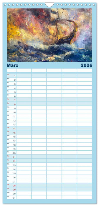 Das trunkene Schiff mit Bildern im William Turner-Stil (CALVENDO Familienplaner 2026)