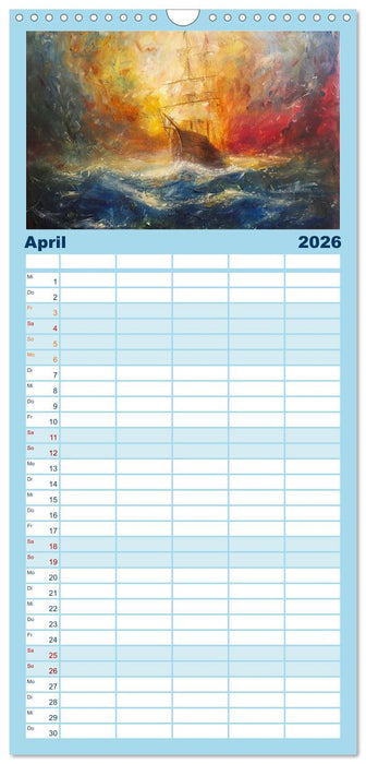 Das trunkene Schiff mit Bildern im William Turner-Stil (CALVENDO Familienplaner 2026)