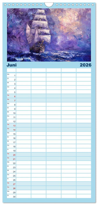 Das trunkene Schiff mit Bildern im William Turner-Stil (CALVENDO Familienplaner 2026)
