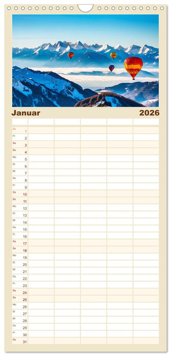 Freiheit in den Lüften . Mit dem Heißluftballon unterwegs (CALVENDO Familienplaner 2026)