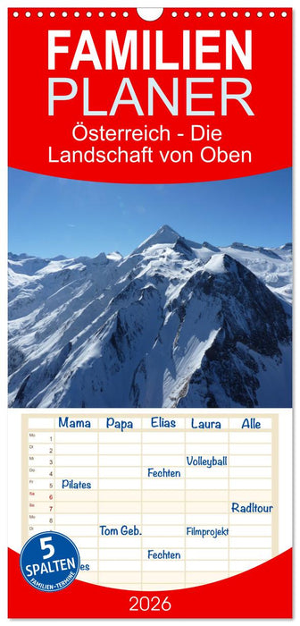 Österreich - Die Landschaft von Oben (CALVENDO Familienplaner 2026)