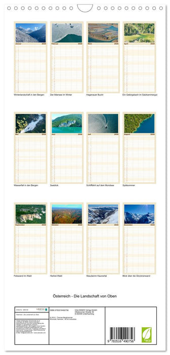 Österreich - Die Landschaft von Oben (CALVENDO Familienplaner 2026)