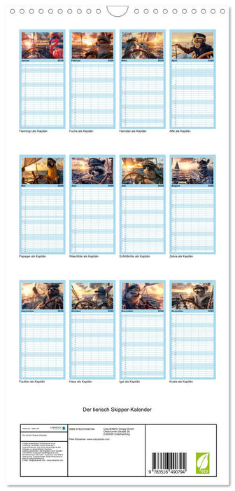 Der tierisch Skipper-Kalender (CALVENDO Familienplaner 2026)
