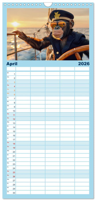 Der tierisch Skipper-Kalender (CALVENDO Familienplaner 2026)