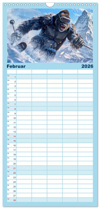 Tierisch lustige Skifahrer (CALVENDO Familienplaner 2026)