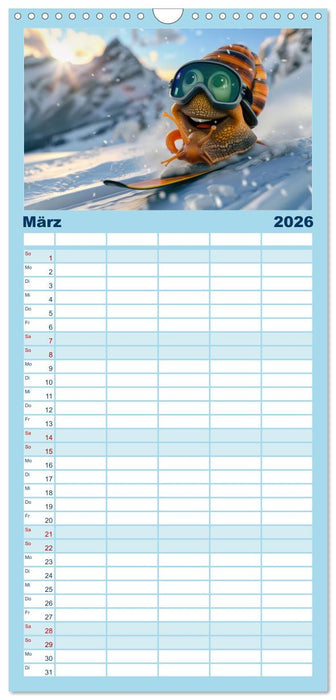 Tierisch lustige Skifahrer (CALVENDO Familienplaner 2026)