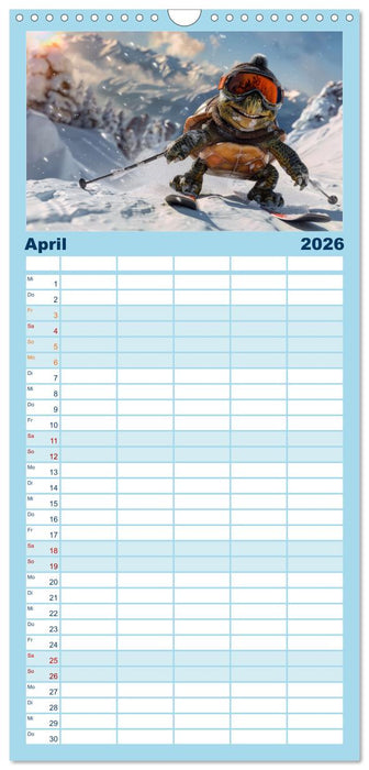 Tierisch lustige Skifahrer (CALVENDO Familienplaner 2026)