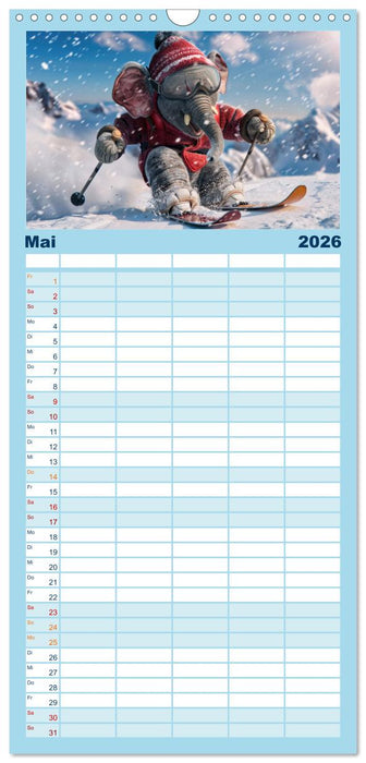 Tierisch lustige Skifahrer (CALVENDO Familienplaner 2026)