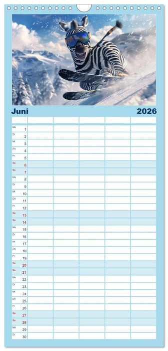 Tierisch lustige Skifahrer (CALVENDO Familienplaner 2026)