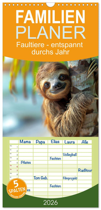 Faultiere - entspannt durchs Jahr (CALVENDO Familienplaner 2026)