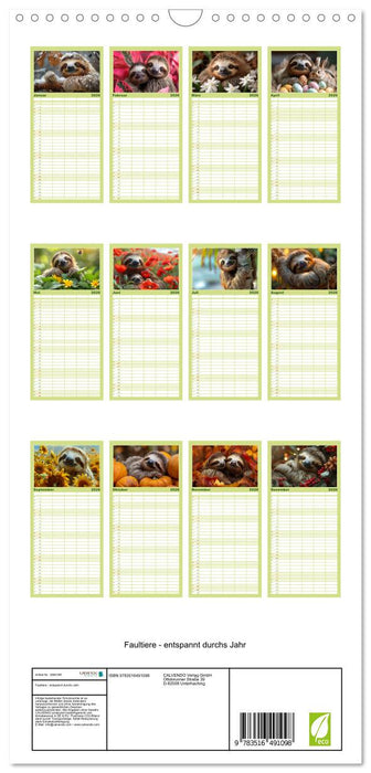 Faultiere - entspannt durchs Jahr (CALVENDO Familienplaner 2026)