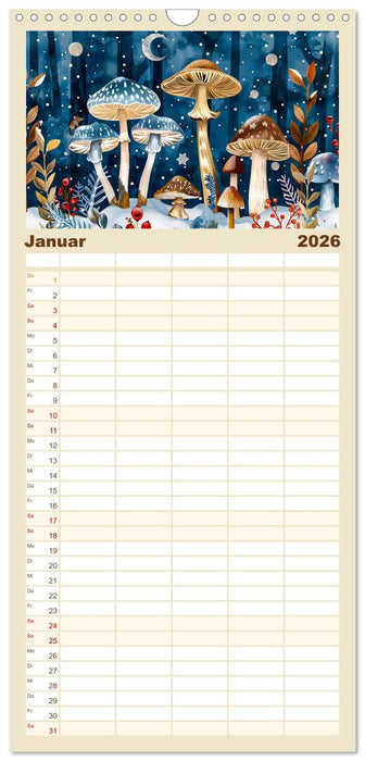 Zauberwelt der Pilze - Fantasievolle Pilze im verwunschenen Wald (CALVENDO Familienplaner 2026)
