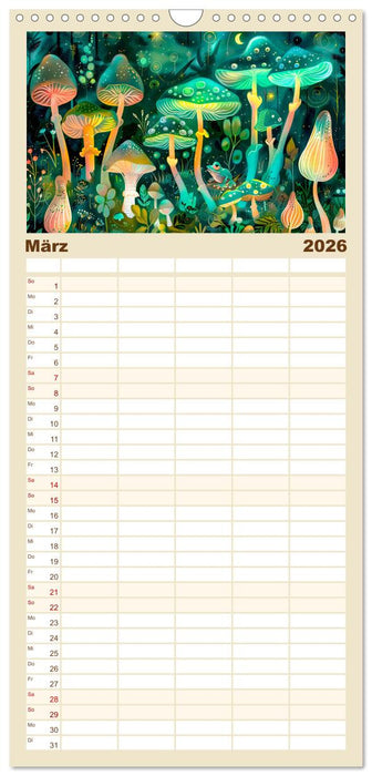Zauberwelt der Pilze - Fantasievolle Pilze im verwunschenen Wald (CALVENDO Familienplaner 2026)