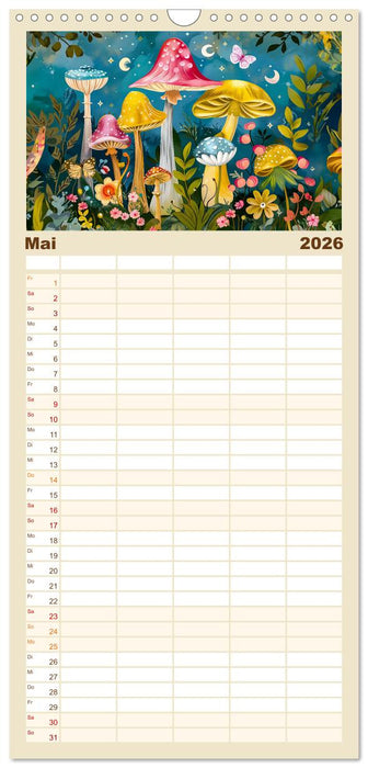 Zauberwelt der Pilze - Fantasievolle Pilze im verwunschenen Wald (CALVENDO Familienplaner 2026)