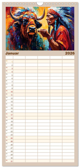 Amerikanische Ureinwohner - Bilder von Geschichten inspiriert (CALVENDO Familienplaner 2026)