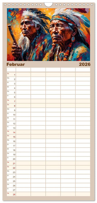 Amerikanische Ureinwohner - Bilder von Geschichten inspiriert (CALVENDO Familienplaner 2026)
