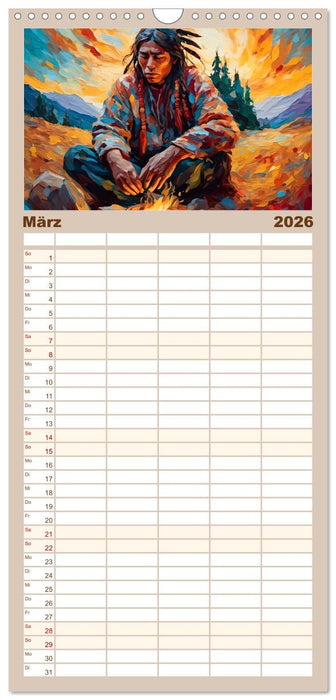 Amerikanische Ureinwohner - Bilder von Geschichten inspiriert (CALVENDO Familienplaner 2026)