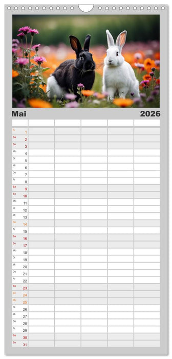Haustiere - Black and White (CALVENDO Familienplaner 2026)