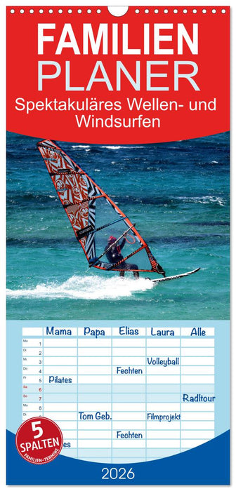 Spektakuläres Wellen- und Windsurfen (CALVENDO Familienplaner 2026)