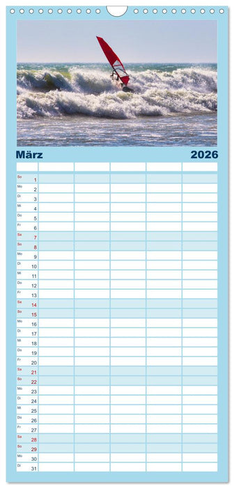 Spektakuläres Wellen- und Windsurfen (CALVENDO Familienplaner 2026)