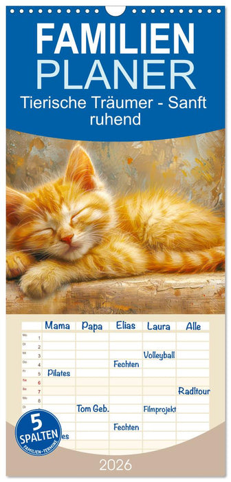 Tierische Träumer - Sanft ruhend (CALVENDO Familienplaner 2026)