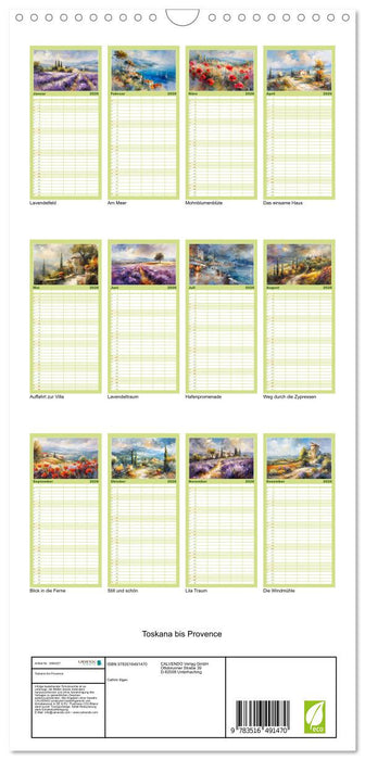Toskana bis Provence (CALVENDO Familienplaner 2026)
