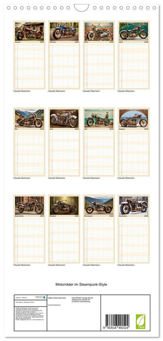 Motorräder im Steampunk-Style (CALVENDO Familienplaner 2026)