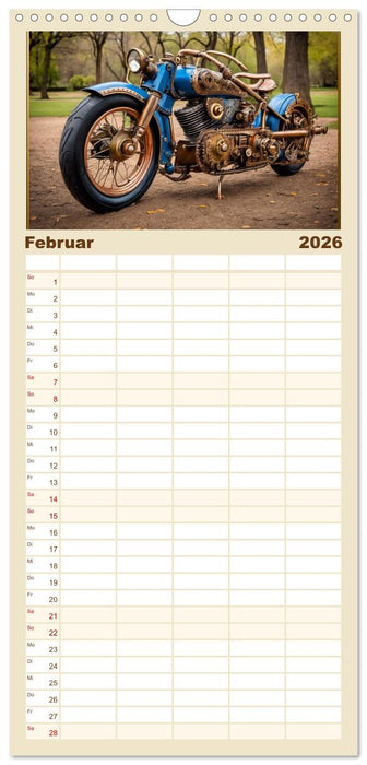 Motorräder im Steampunk-Style (CALVENDO Familienplaner 2026)