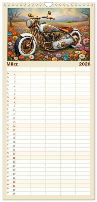 Motorräder im Steampunk-Style (CALVENDO Familienplaner 2026)