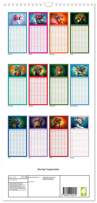 Blumige Vogelporträts (CALVENDO Familienplaner 2026)