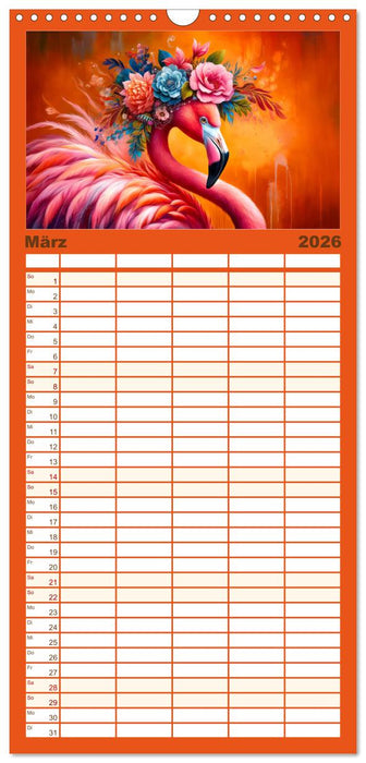 Blumige Vogelporträts (CALVENDO Familienplaner 2026)