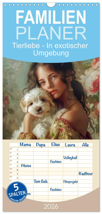 Tierliebe - In exotischer Umgebung (CALVENDO Familienplaner 2026)