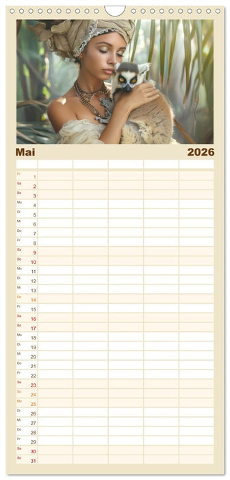 Tierliebe - In exotischer Umgebung (CALVENDO Familienplaner 2026)