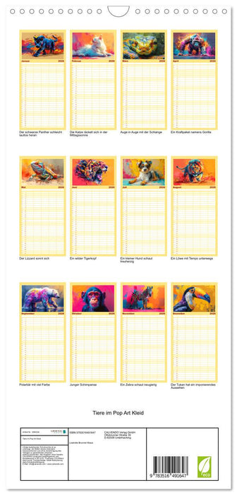Tiere im Pop Art Kleid (CALVENDO Familienplaner 2026)