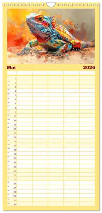 Tiere im Pop Art Kleid (CALVENDO Familienplaner 2026)