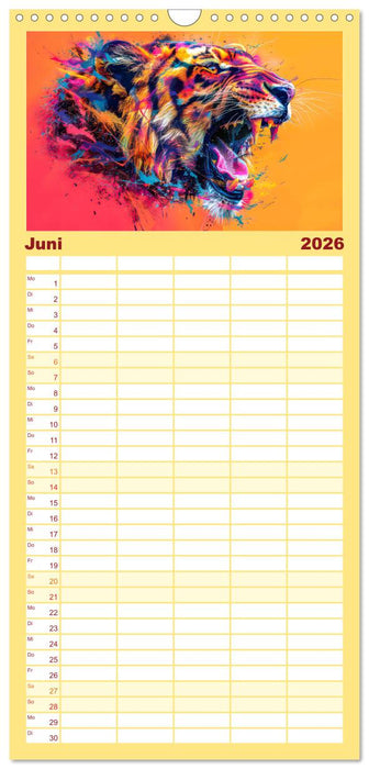 Tiere im Pop Art Kleid (CALVENDO Familienplaner 2026)