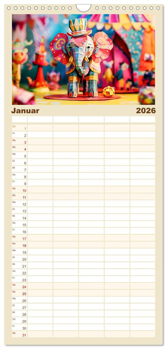 Bunter Origami Zirkus - Farbenfroher Zirkusspaß mit Origami-Figuren (CALVENDO Familienplaner 2026)